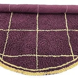 Rond vloerkleed - Lana Natural Cotton Shaggy (bordeaux/geel)