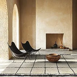 Hoogpolig vloerkleed - Lana Natural Cotton Shaggy (crème/donkergrijs)