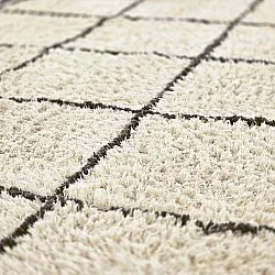 Hoogpolig vloerkleed - Lana Natural Cotton Shaggy (crème/donkergrijs)