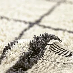 Hoogpolig vloerkleed - Lana Natural Cotton Shaggy (crème/donkergrijs)