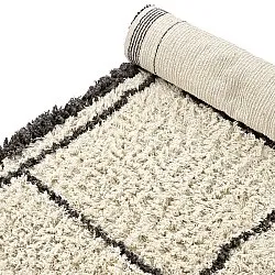 Hoogpolig vloerkleed - Lana Natural Cotton Shaggy (crème/donkergrijs)