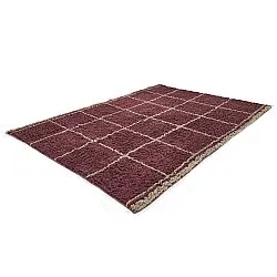 Hoogpolig vloerkleed - Lana Natural Cotton Shaggy (taupe/rood)