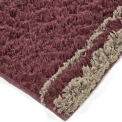 Hoogpolig vloerkleed - Lana Natural Cotton Shaggy (taupe/rood)
