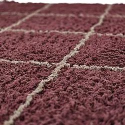 Hoogpolig vloerkleed - Lana Natural Cotton Shaggy (taupe/rood)