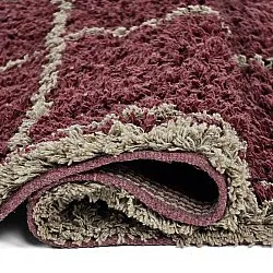 Hoogpolig vloerkleed - Lana Natural Cotton Shaggy (taupe/rood)