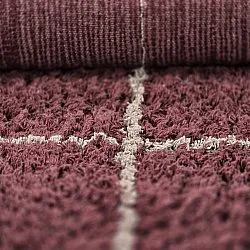 Hoogpolig vloerkleed - Lana Natural Cotton Shaggy (taupe/rood)