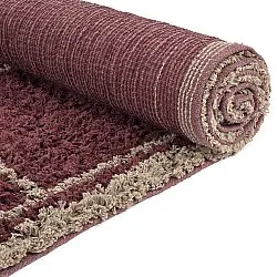 Hoogpolig vloerkleed - Lana Natural Cotton Shaggy (taupe/rood)