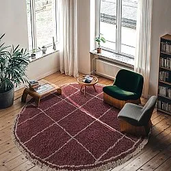 Rond vloerkleed - Lana Natural Cotton Shaggy (taupe/rood)