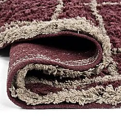 Rond vloerkleed - Lana Natural Cotton Shaggy (taupe/rood)