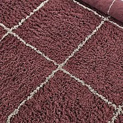 Rond vloerkleed - Lana Natural Cotton Shaggy (taupe/rood)