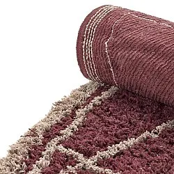 Rond vloerkleed - Lana Natural Cotton Shaggy (taupe/rood)