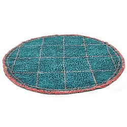 Rond vloerkleed - Lana Natural Cotton Shaggy (turkoois/roze)