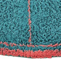 Rond vloerkleed - Lana Natural Cotton Shaggy (turkoois/roze)