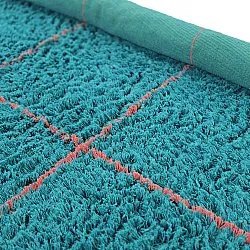 Rond vloerkleed - Lana Natural Cotton Shaggy (turkoois/roze)