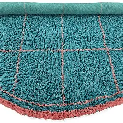 Rond vloerkleed - Lana Natural Cotton Shaggy (turkoois/roze)