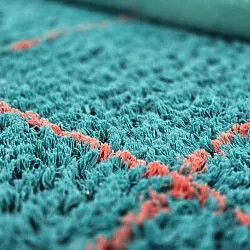 Rond vloerkleed - Lana Natural Cotton Shaggy (turkoois/roze)