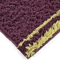 Hoogpolig vloerkleed - Lana Natural Cotton Shaggy (bordeaux/geel)