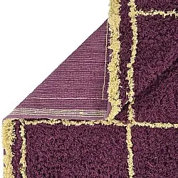 Hoogpolig vloerkleed - Lana Natural Cotton Shaggy (bordeaux/geel)