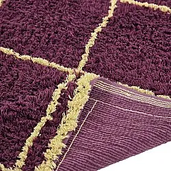 Hoogpolig vloerkleed - Lana Natural Cotton Shaggy (bordeaux/geel)