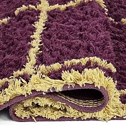 Hoogpolig vloerkleed - Lana Natural Cotton Shaggy (bordeaux/geel)