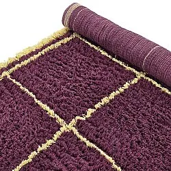 Hoogpolig vloerkleed - Lana Natural Cotton Shaggy (bordeaux/geel)