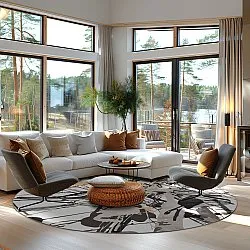 Rond vloerkleed - Lawrance (grijs/wit)