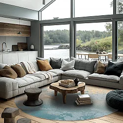 Rond vloerkleed - Lesley (blauw/grijs/turkoois)