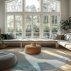 Rond vloerkleed - Lesley (blauw/grijs/turkoois)