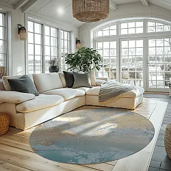 Rond vloerkleed - Lesley (blauw/grijs/turkoois)