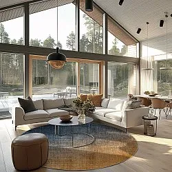 Rond vloerkleed - Librilla (bruin/blauw)