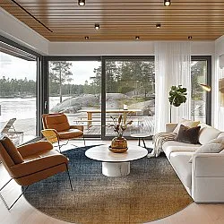 Rond vloerkleed - Librilla (bruin/blauw)