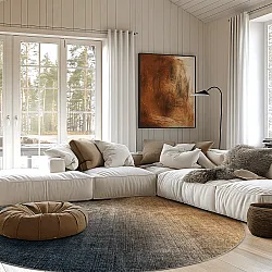 Rond vloerkleed - Librilla (bruin/blauw)