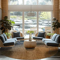 Rond vloerkleed - Librilla (bruin/blauw)