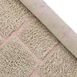 Hoogpolig vloerkleed - Lindley Natural Cotton Shaggy (beige/roze)