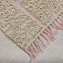 Hoogpolig vloerkleed - Lindley Natural Cotton Shaggy (beige/roze)
