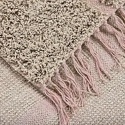 Hoogpolig vloerkleed - Lindley Natural Cotton Shaggy (beige/roze)