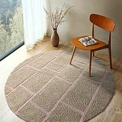 Ronde vloerkleden - Lindley Natural Cotton Shaggy (beige/roze)