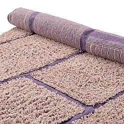 Ronde vloerkleden - Lindley Natural Cotton Shaggy (roze/paars)