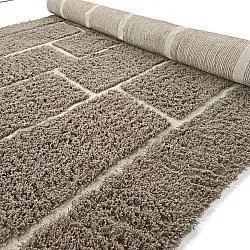 Hoogpolig vloerkleed - Lindley Natural Cotton Shaggy (taupe/grijs)