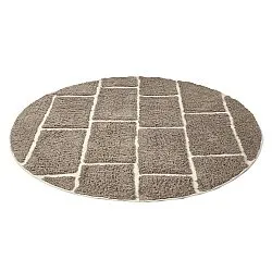 Ronde vloerkleden - Lindley Natural Cotton Shaggy (taupe/grijs)