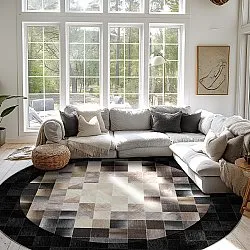 Rond vloerkleed - Livada (zwart/multi)