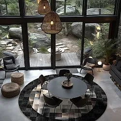 Rond vloerkleed - Livada (zwart/multi)