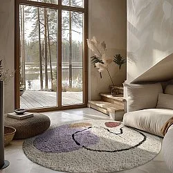 Ronde vloerkleden - Londa Natural Cotton Shaggy (multi)