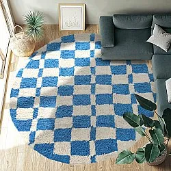 Rond vloerkleed - Maranello Natural Cotton Shaggy (blauw)