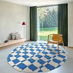 Rond vloerkleed - Maranello Natural Cotton Shaggy (blauw)