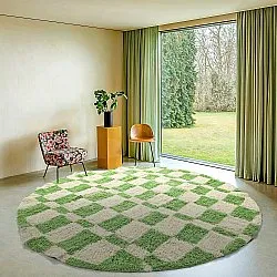 Rond vloerkleed - Maranello Natural Cotton Shaggy (groente)