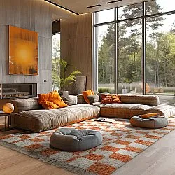 Hoogpolig vloerkleed - Maranello Natural Cotton Shaggy (oranje)