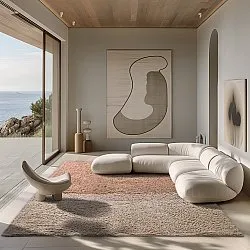 Hoogpolig vloerkleed - Mareto Natural Cotton Shaggy (bruin)