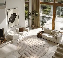 Ronde vloerkleden - Margo Natural Cotton Shaggy (beige)