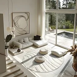 Ronde vloerkleden - Margo Natural Cotton Shaggy (offwhite)